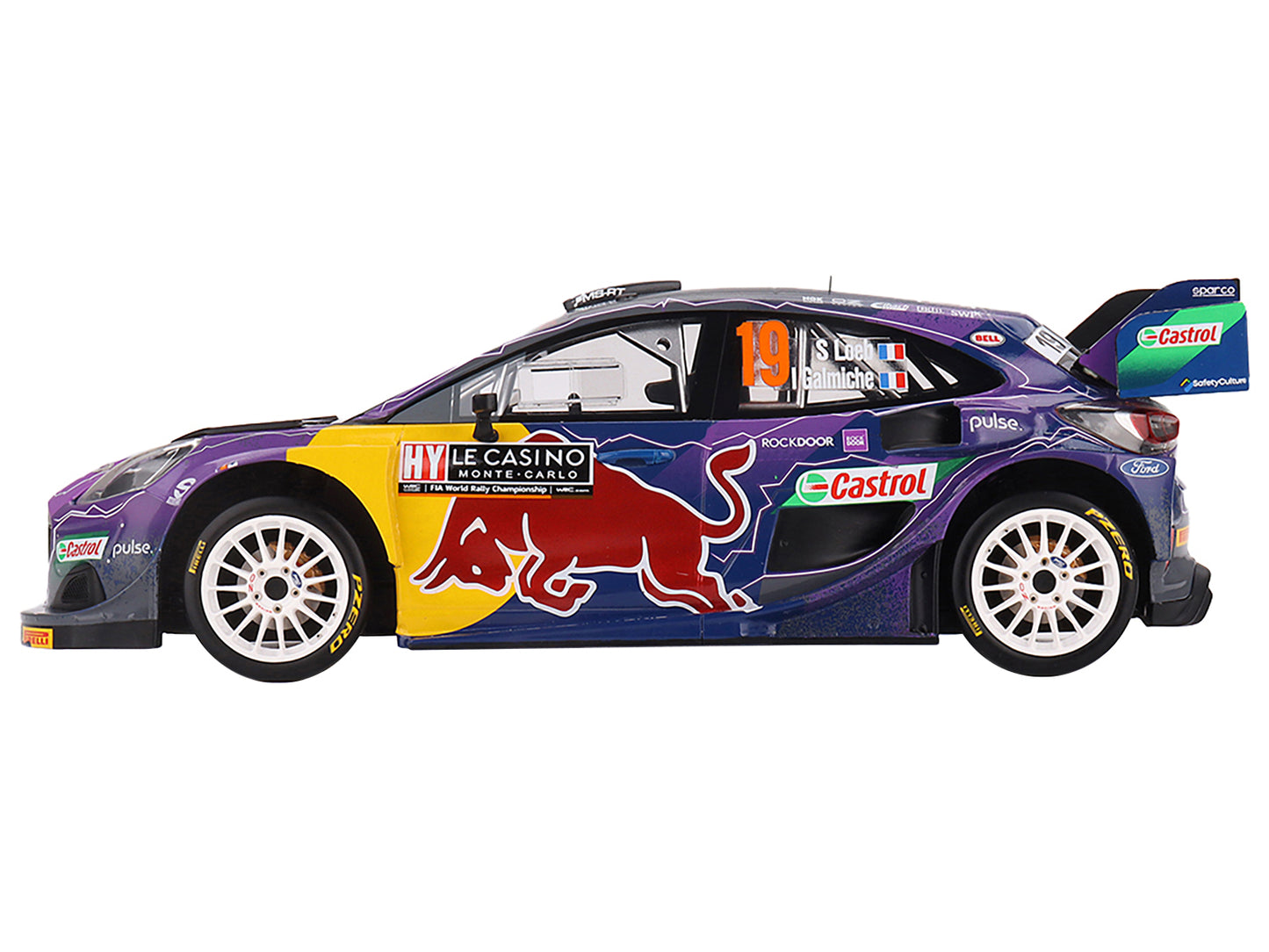Ford Puma Rally1 #19 Sebastien Loeb - Isabelle Galmiche "M-Sport Ford WRT" Winner "Monte Carlo Rally" (2022) 1/18 Model Car by Top Speed 