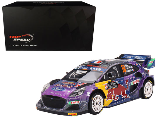 Ford Puma Rally1 #19 Sebastien Loeb - Isabelle Galmiche "M-Sport Ford WRT" Winner "Monte Carlo Rally" (2022) 1/18 Model Car by Top Speed 