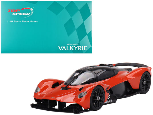 Aston Martin Valkyrie Maximum Orange with Black Top 1/18 Model Car by Top Speed