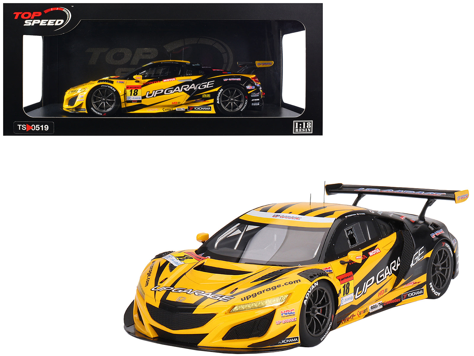 Honda NSX GT3 EVO22 #18 Takashi Kobayashi - Syun Koide "Team UpGarage" "Super GT Series" (2023) 1/18 Model Car by Top Speed