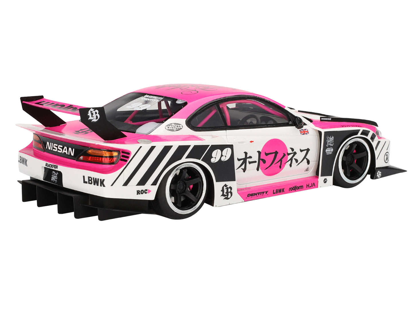 Nissan "LB-Super Silhouette" S15 SILVIA RHD (Right Hand Drive) #99 "Auto Finesse - SEMA 2023" White and Pink 1/18 Model Car by Top Speed