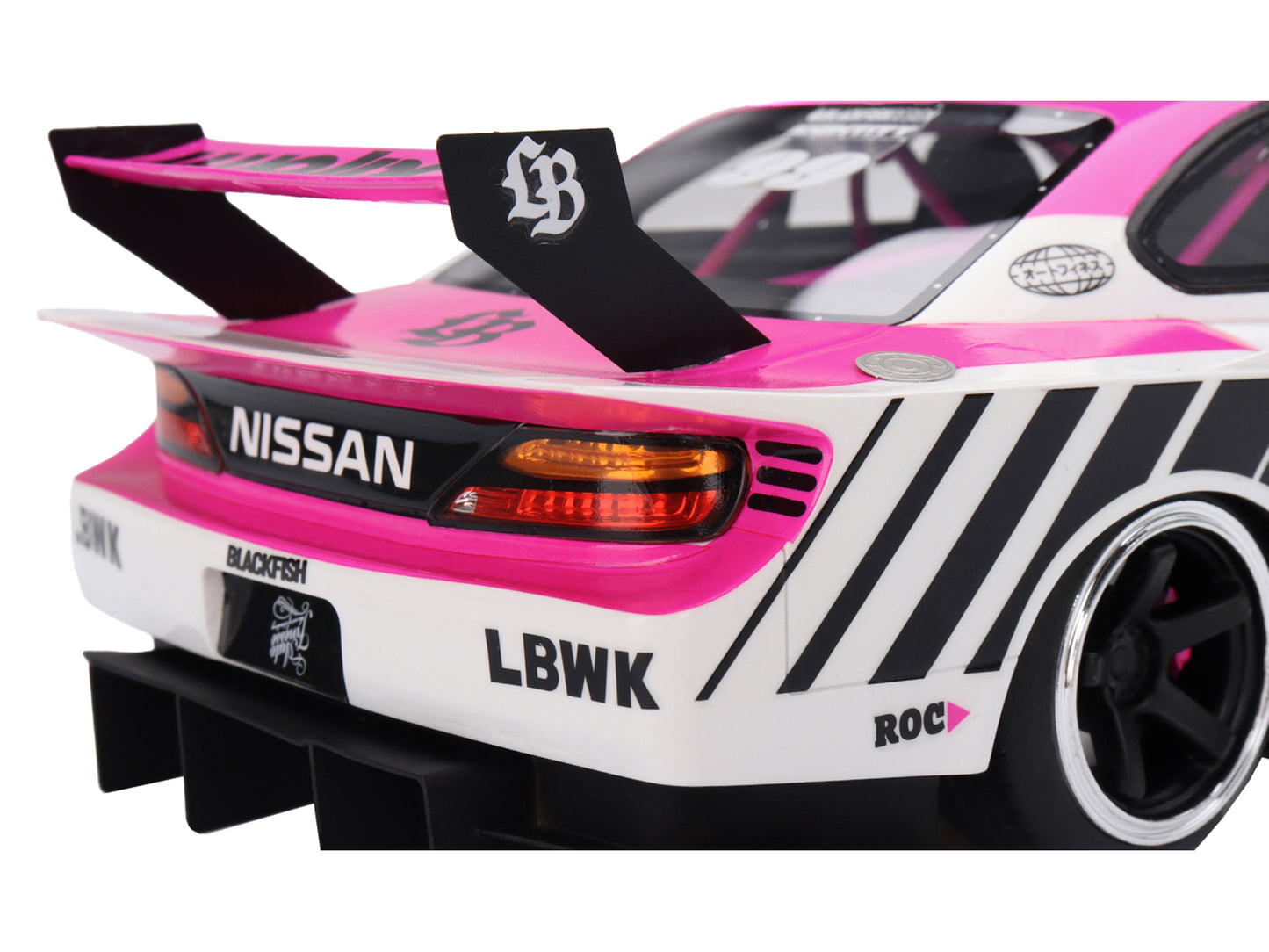 Nissan "LB-Super Silhouette" S15 SILVIA RHD (Right Hand Drive) #99 "Auto Finesse - SEMA 2023" White and Pink 1/18 Model Car by Top Speed