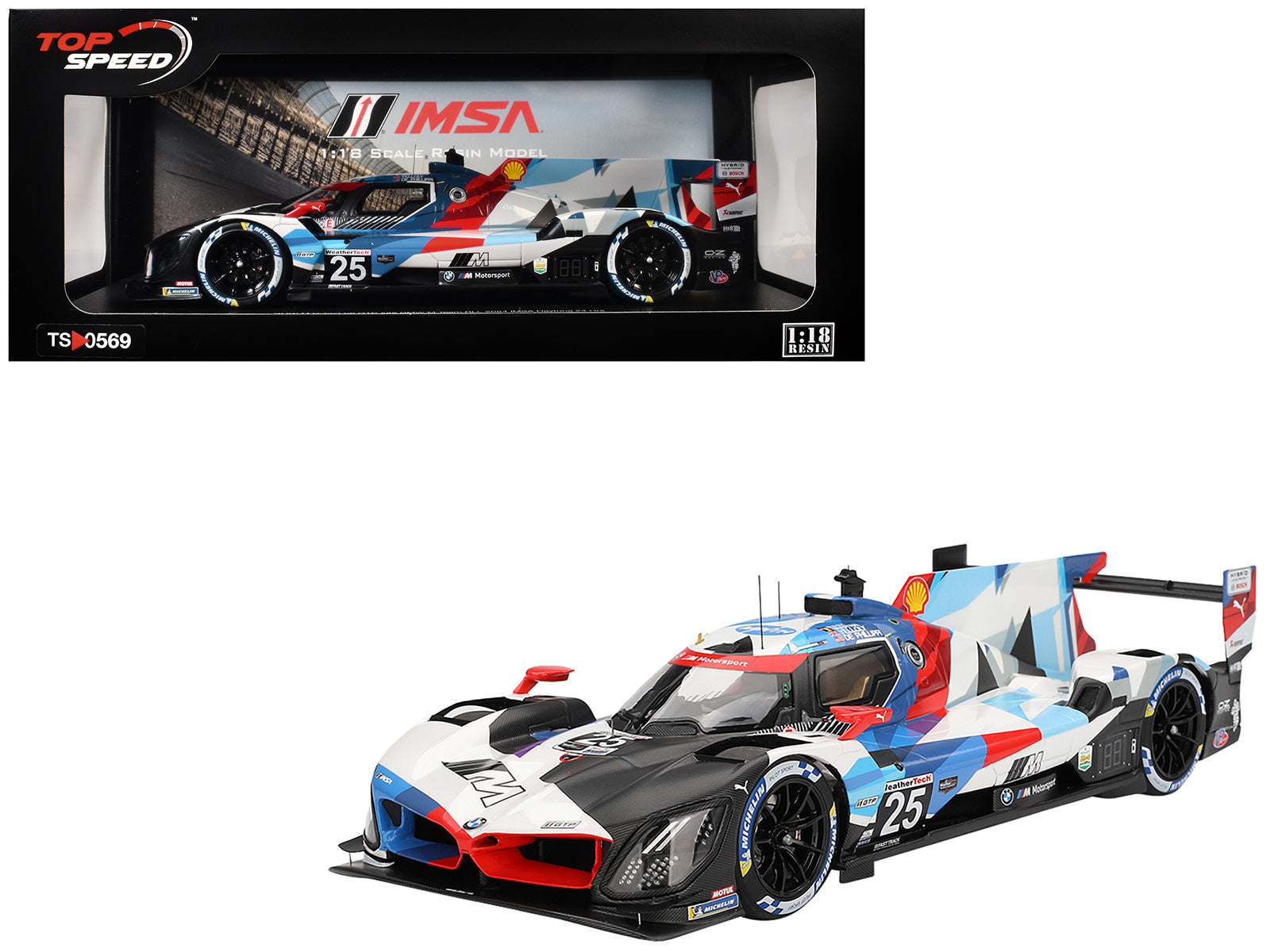 BMW M Hybrid V8 GTP #25 Connor De Phillippi - Maxime Martin - Rene Rast - Nick Yelloly "BMW M Team RLL" "24 Hours of Daytona" (2024) 1/18 Model Car by Top Speed