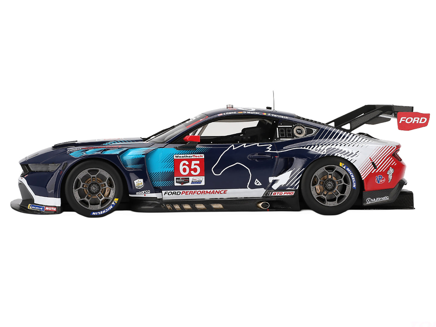 Ford Mustang GT3 #65 Joey Hand - Dirk Muller - Frederic Vervisch "Ford Multimatic Motorsports" IMSA "24 Hours of Daytona" (2024) 1/18 Model Car by Top Speed