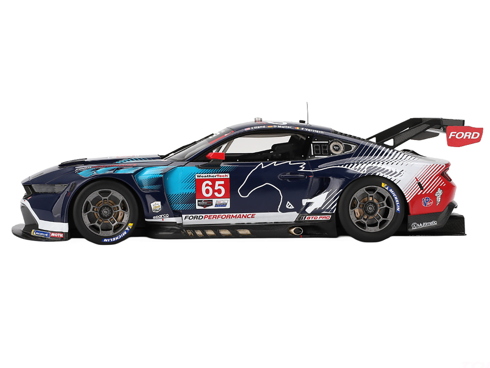 Ford Mustang GT3 #65 Joey Hand - Dirk Muller - Frederic Vervisch "Ford Multimatic Motorsports" IMSA "24 Hours of Daytona" (2024) 1/18 Model Car by Top Speed