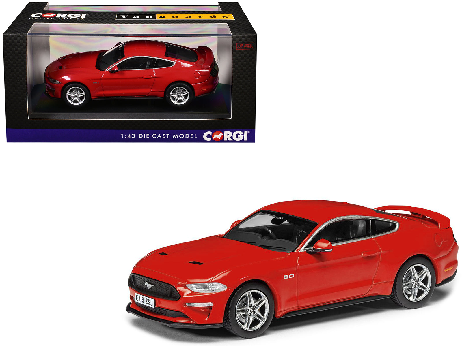 Ford Mustang Mk6 GT Fastback 5.0 RHD (Right Hand Drive) Race Red "Vanguards" Series 1/43 Diecast Model Car by Corgi