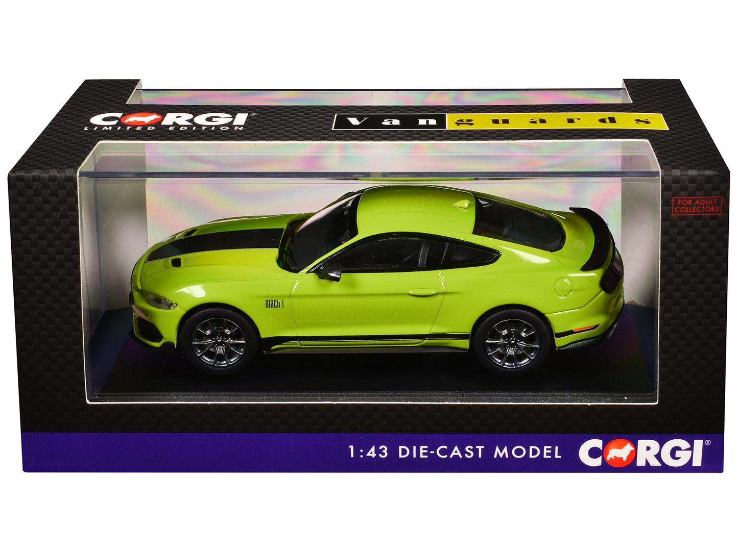 Ford Mustang Mk6 Mach 1 RHD (Right Hand Drive) Grabber Yellow with Black Stripes "Vanguards" Series 1/43 Diecast Model Car by Corgi