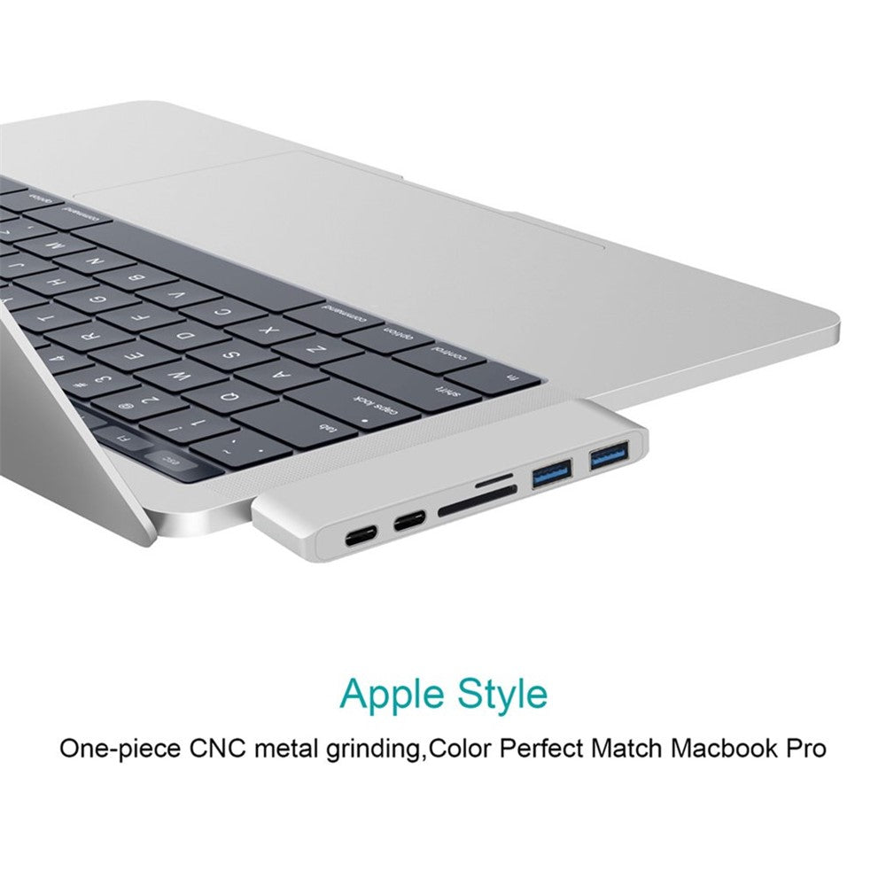 6-in-1 Dual Male Type-C Port to 2 Female Type-C Ports + for SD/TF Card Reader + 2 USB 3.0 Ports Hub Adapter