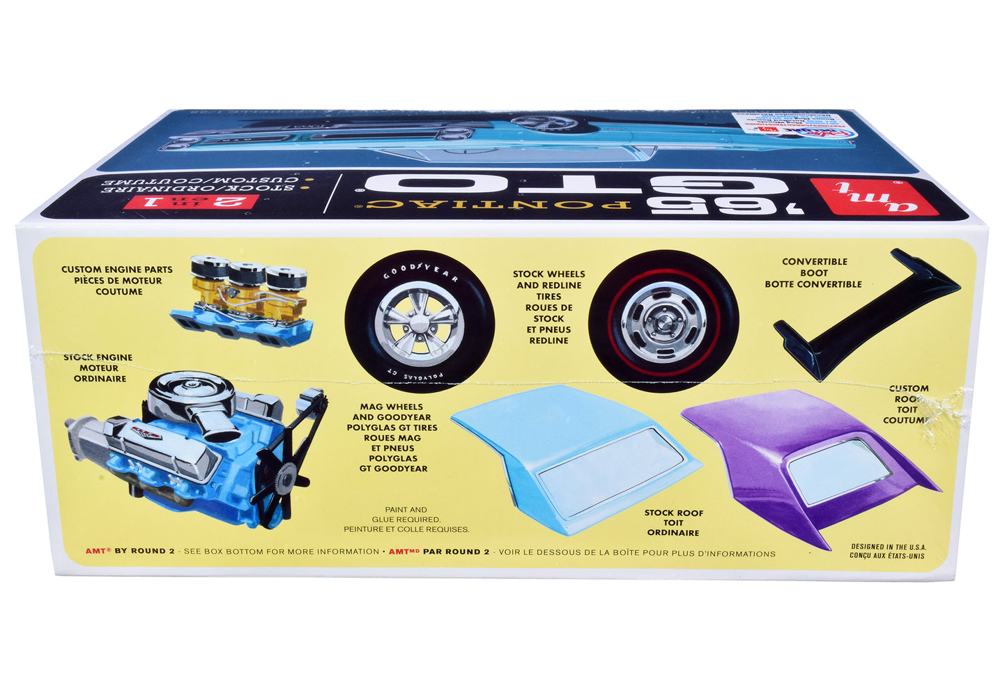 Skill 2 Model Kit 1965 Pontiac GTO 2-in-1 Kit 1/25 Scale Model by AMT