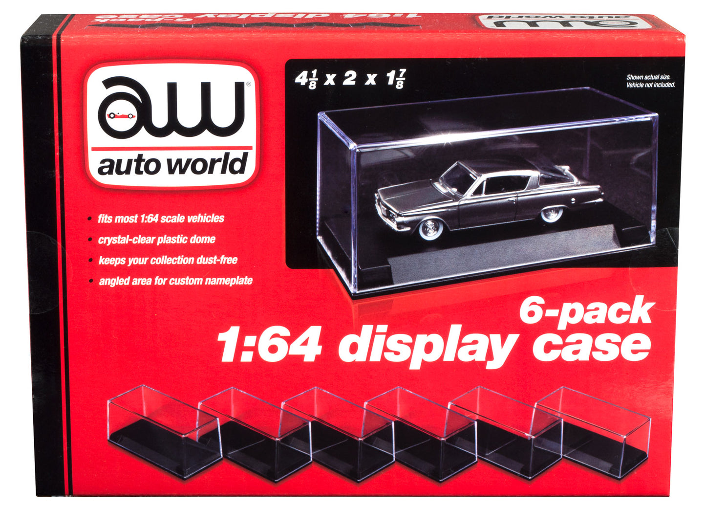6 Collectible Display Show Cases for 1/64 Scale Model Cars by Auto World