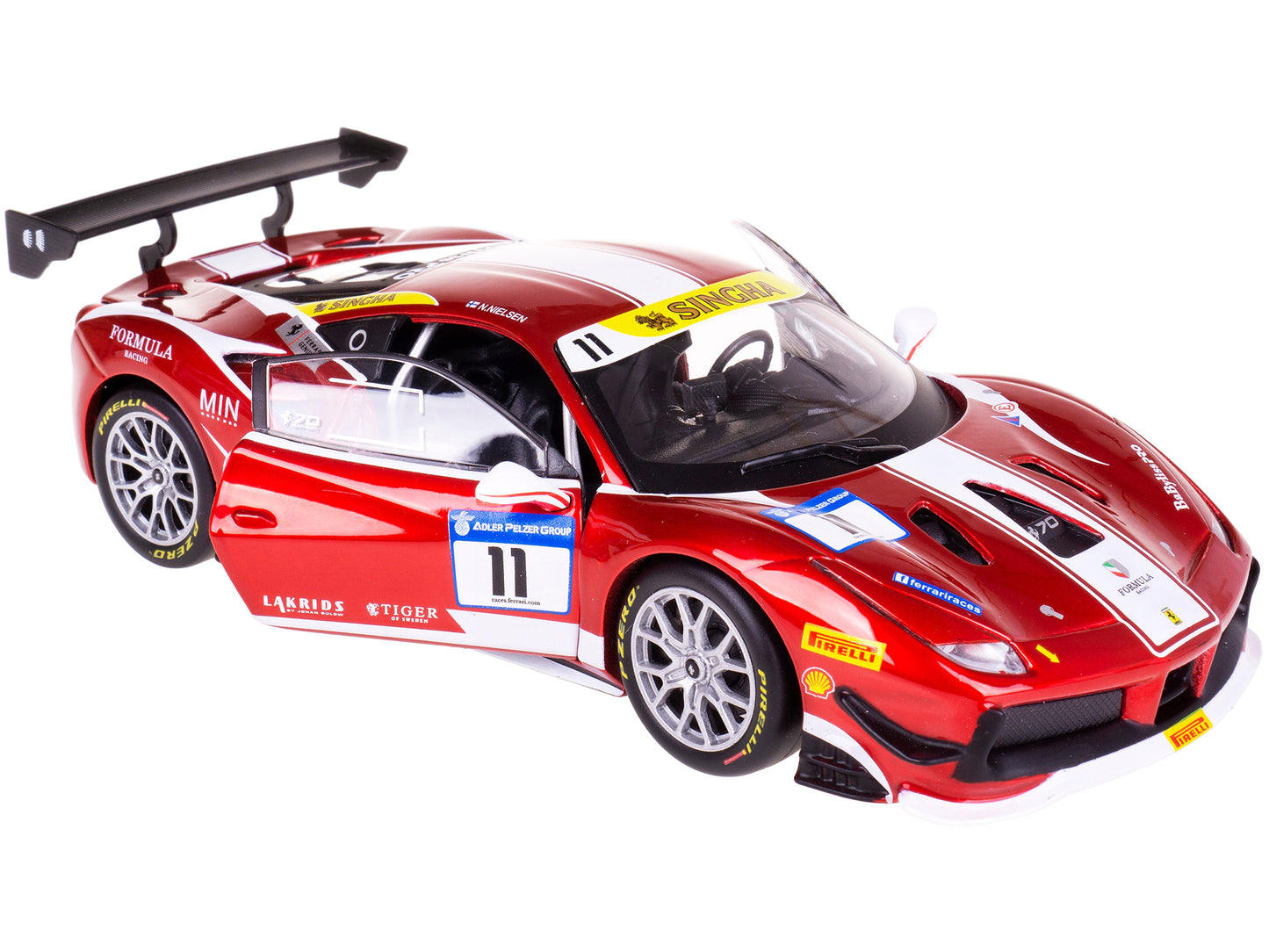 Ferrari 488 Challenge #11 Candy Red with White Stripes "Ferrari Racing" 1/24 Diecast Model Car by Bburago