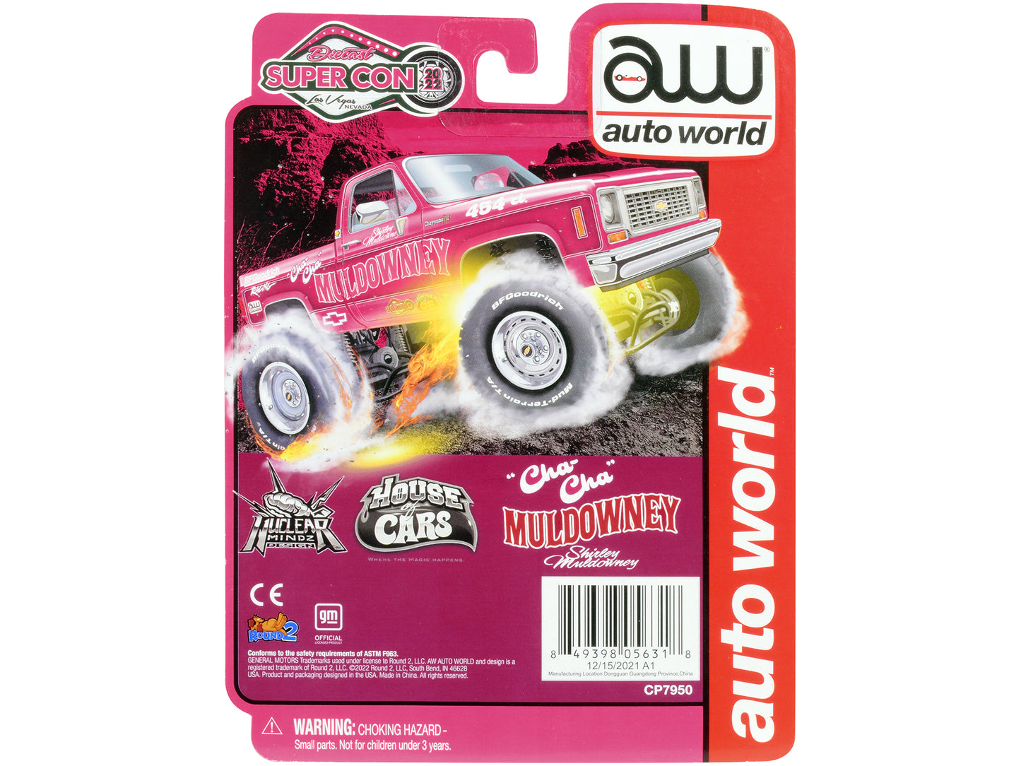 Chevrolet Cheyenne 10 Pickup Truck Pink with Graphics "Cha Cha" Shirley Muldowney "Las Vegas Diecast Super Convention" (2022) Limited Edition to 3024 pieces Worldwide 1/64 Diecast Model Car by Auto World
