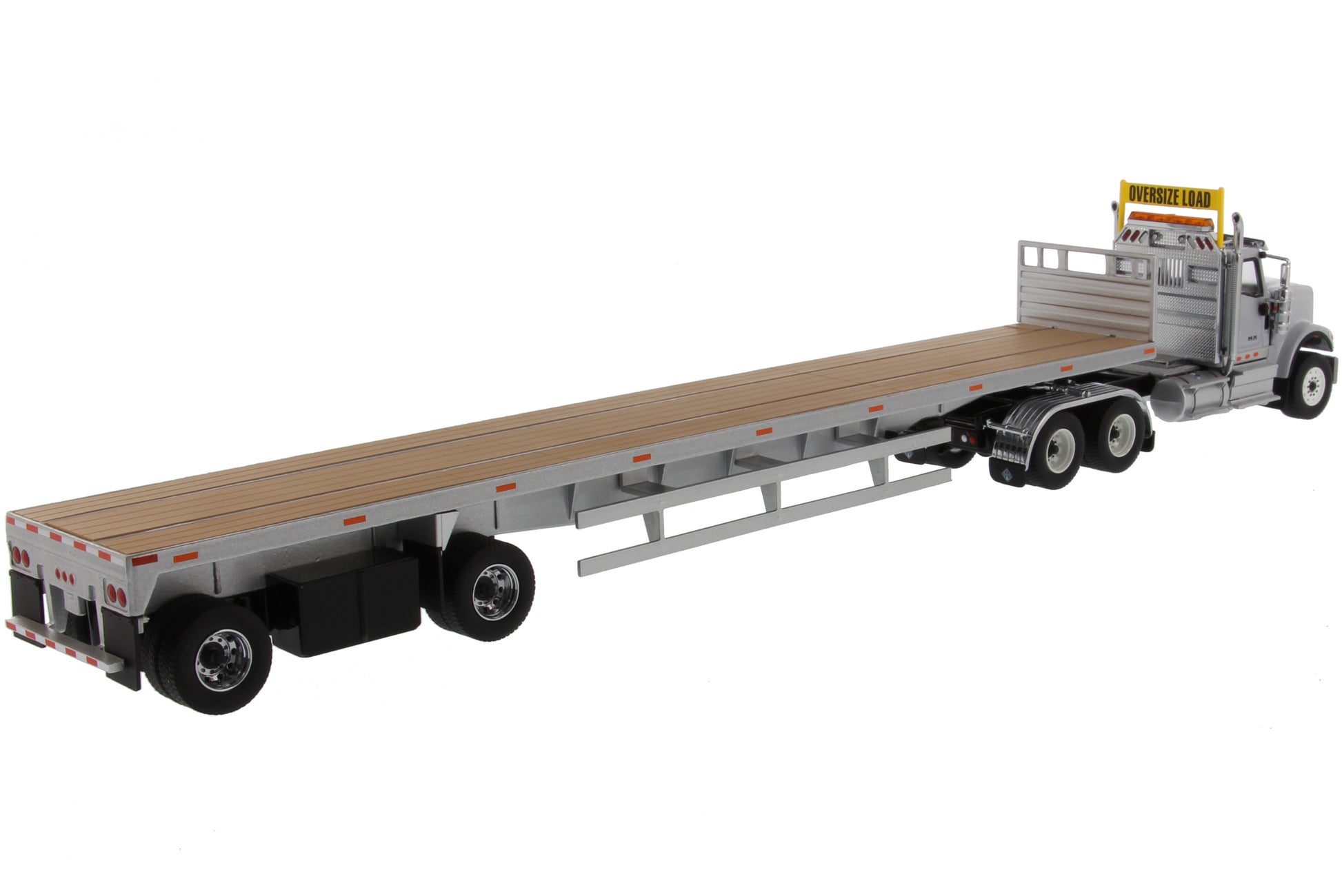 International HX520 Tandem Tractor Light Gray with 53' Flat Bed Trailer "Transport Series" 1/50 Diecast Model by Diecast Masters