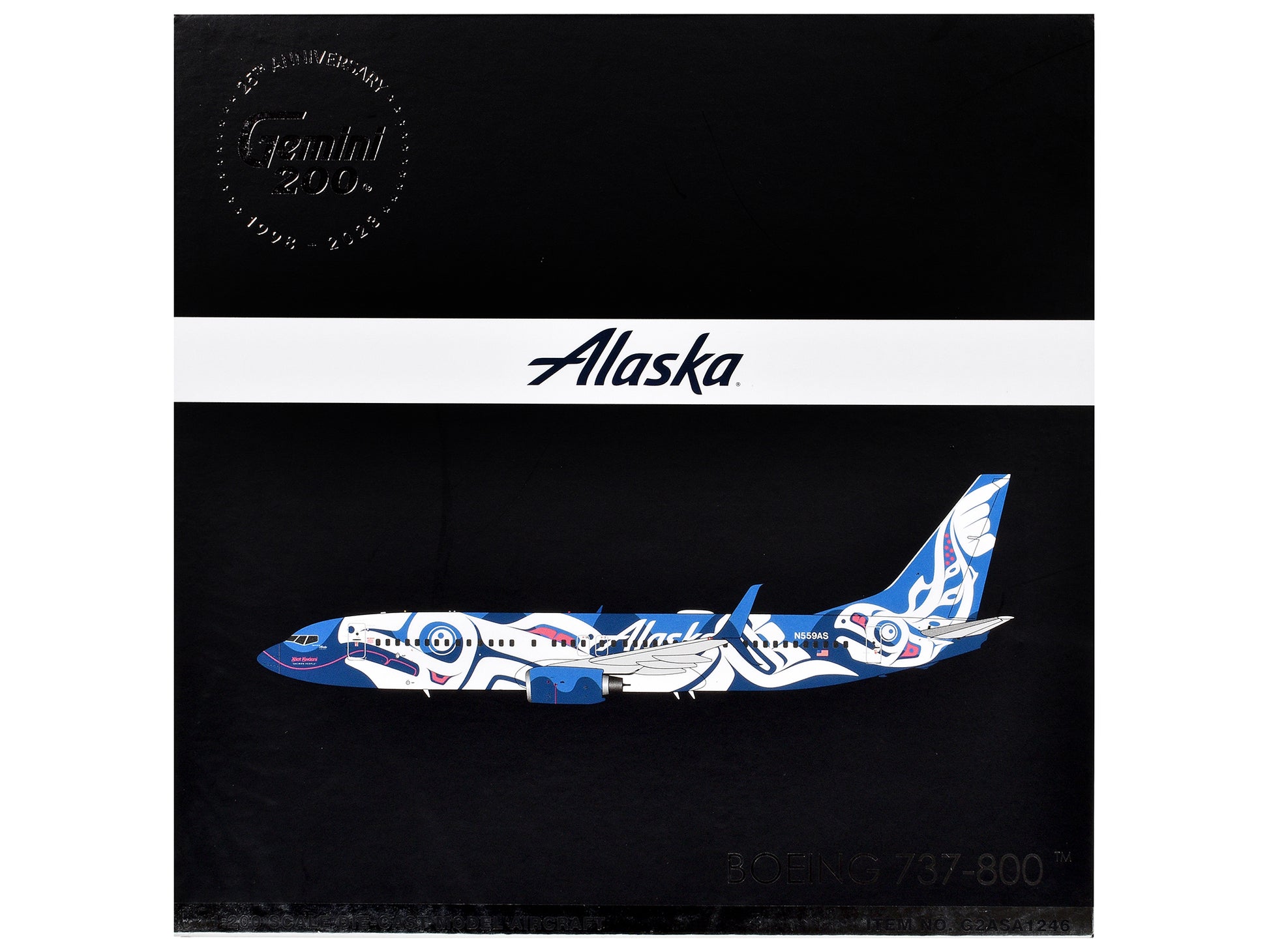 Boeing 737-800 Commercial Aircraft "Alaska Airlines" (N559AS) Salmon People Livery "Gemini 200" Series 1/200 Diecast Model Airplane by GeminiJets