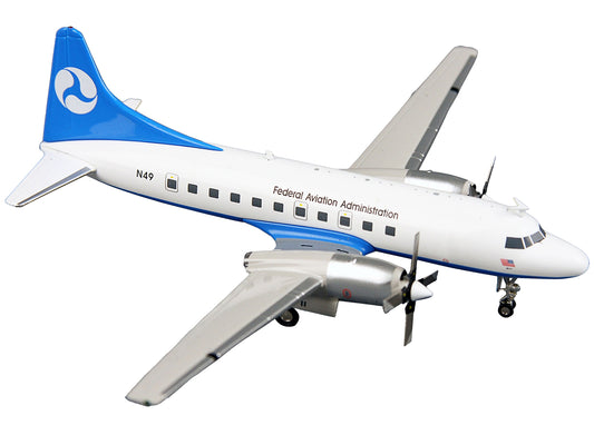 Convair CV-580 Commercial Aircraft "Federal Aviation Administration" White with Blue Tail "Gemini 200" Series 1/200 Diecast Model Airplane by GeminiJets