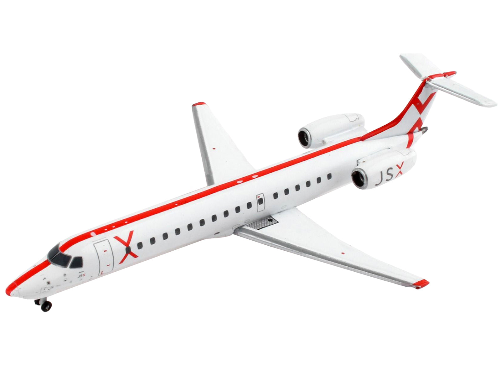 Embraer ERJ-145 Commercial Aircraft "JetSuiteX" White with Red Stripes 1/400 Diecast Model Airplane by GeminiJets