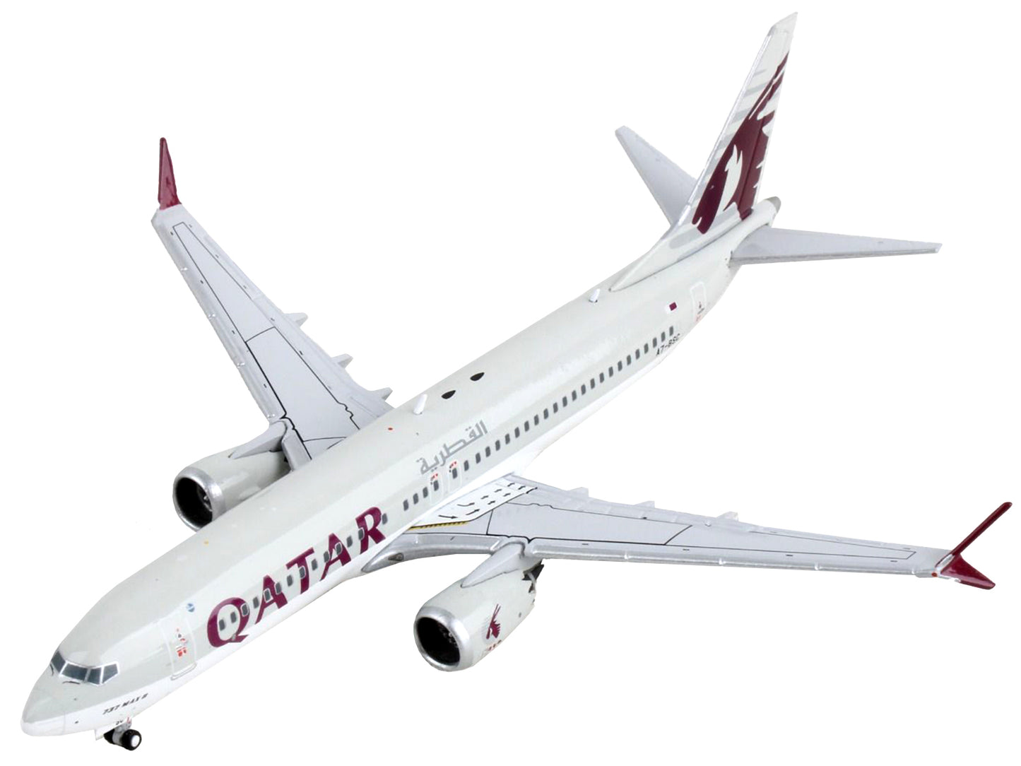 Boeing 737 MAX 8 Commercial Aircraft "Qatar Airways" Gray with Tail Graphics 1/400 Diecast Model Airplane by GeminiJets