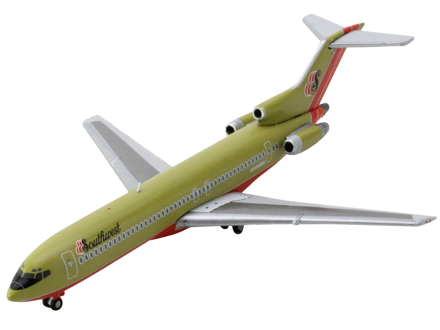 Boeing 727-200 Commercial Aircraft "Southwest Airlines" Gold with Red and Orange Stripes 1/400 Diecast Model Airplane by GeminiJets