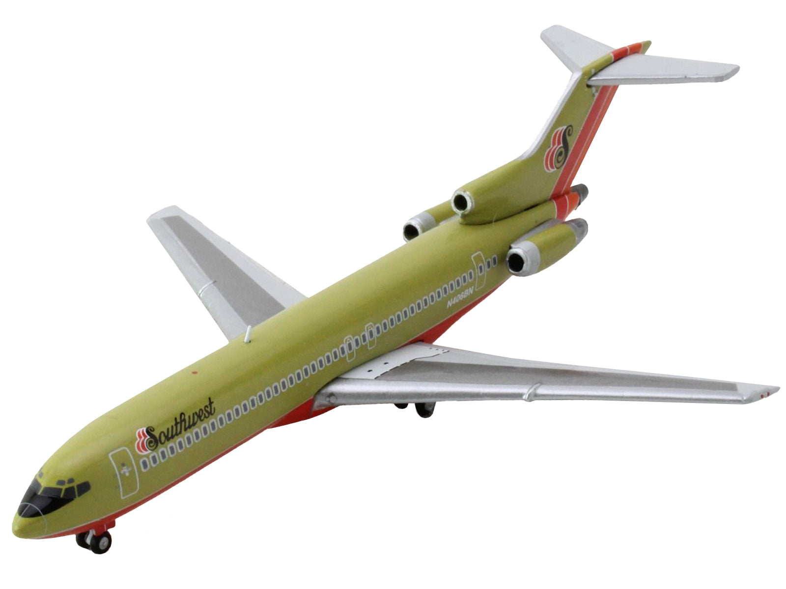 Boeing 727-200 Commercial Aircraft "Southwest Airlines" Gold with Red and Orange Stripes 1/400 Diecast Model Airplane by GeminiJets