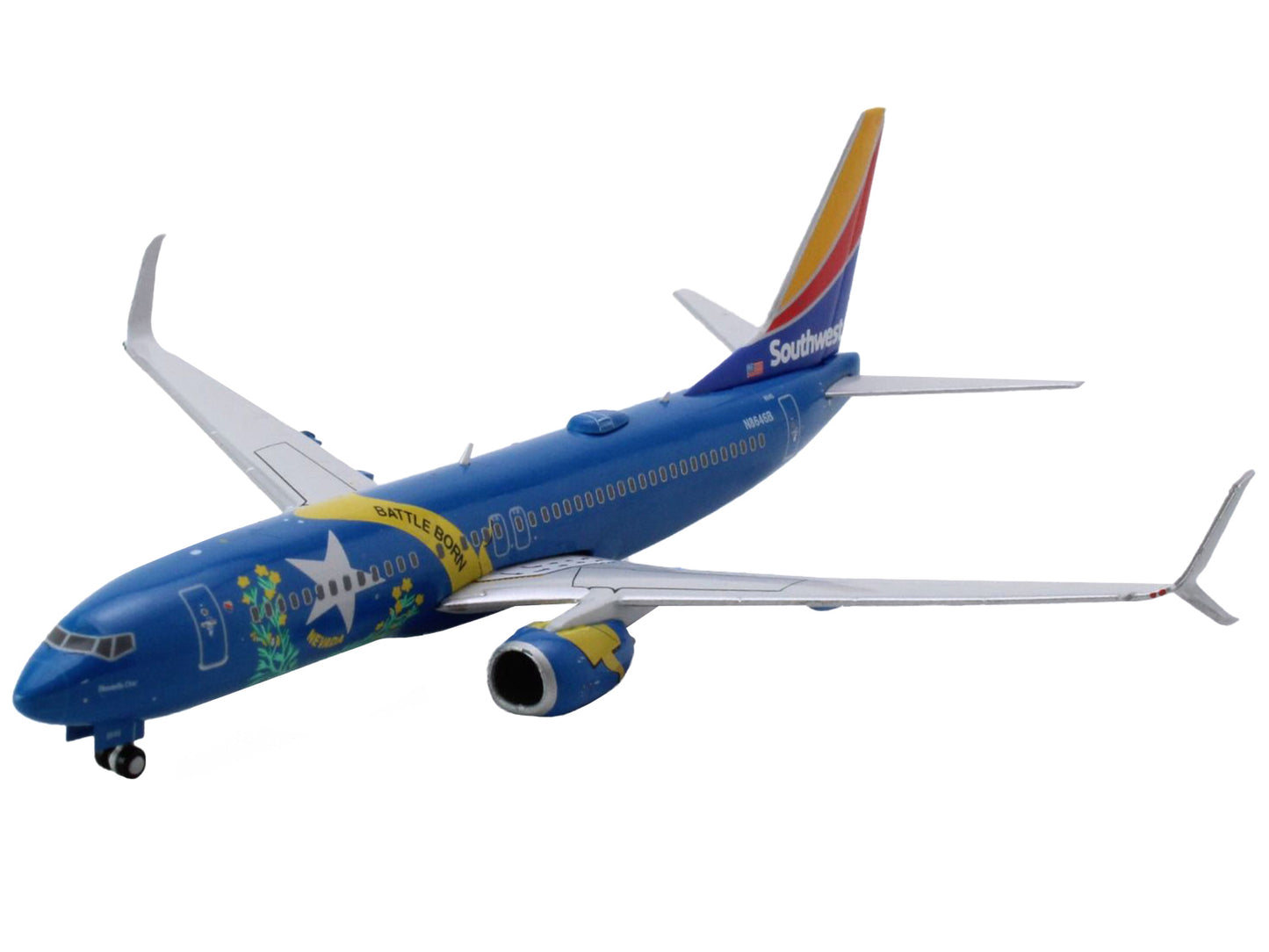 Boeing 737-800 Commercial Aircraft "Southwest Airlines - Nevada One" (N8646B) Blue with Striped Tail 1/400 Diecast Model Airplane by GeminiJets