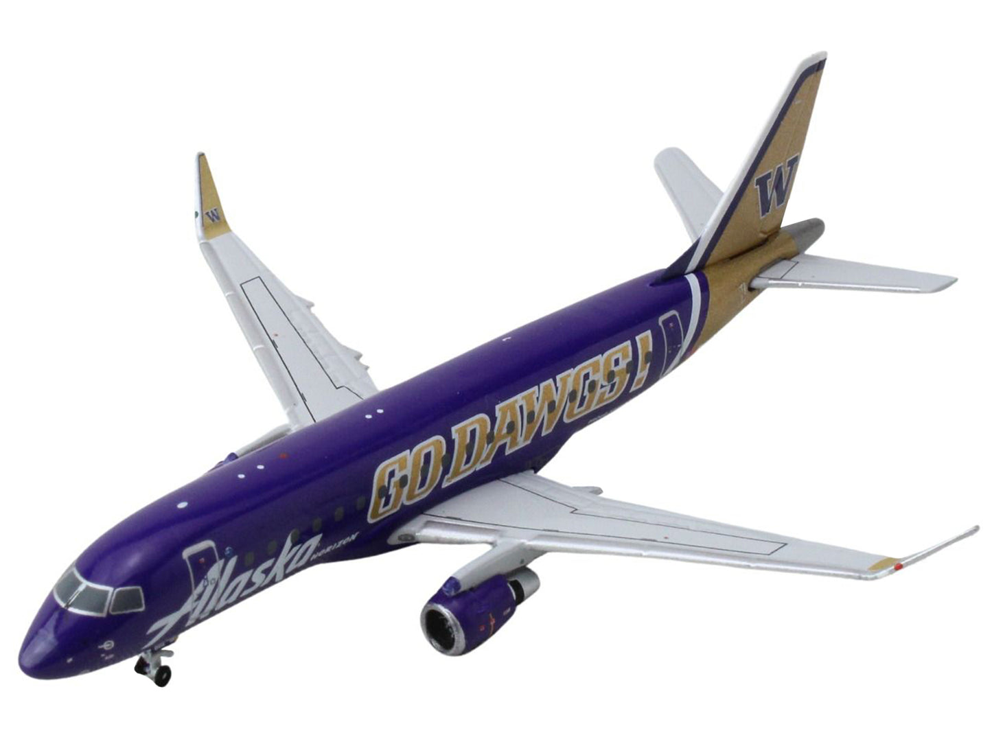 Embraer ERJ-175 Commercial Aircraft "Alaska Airlines - Horizon Air - University of Washington Huskies" (N662QX) Purple with Gold Tail 1/400 Diecast Model Airplane by GeminiJets