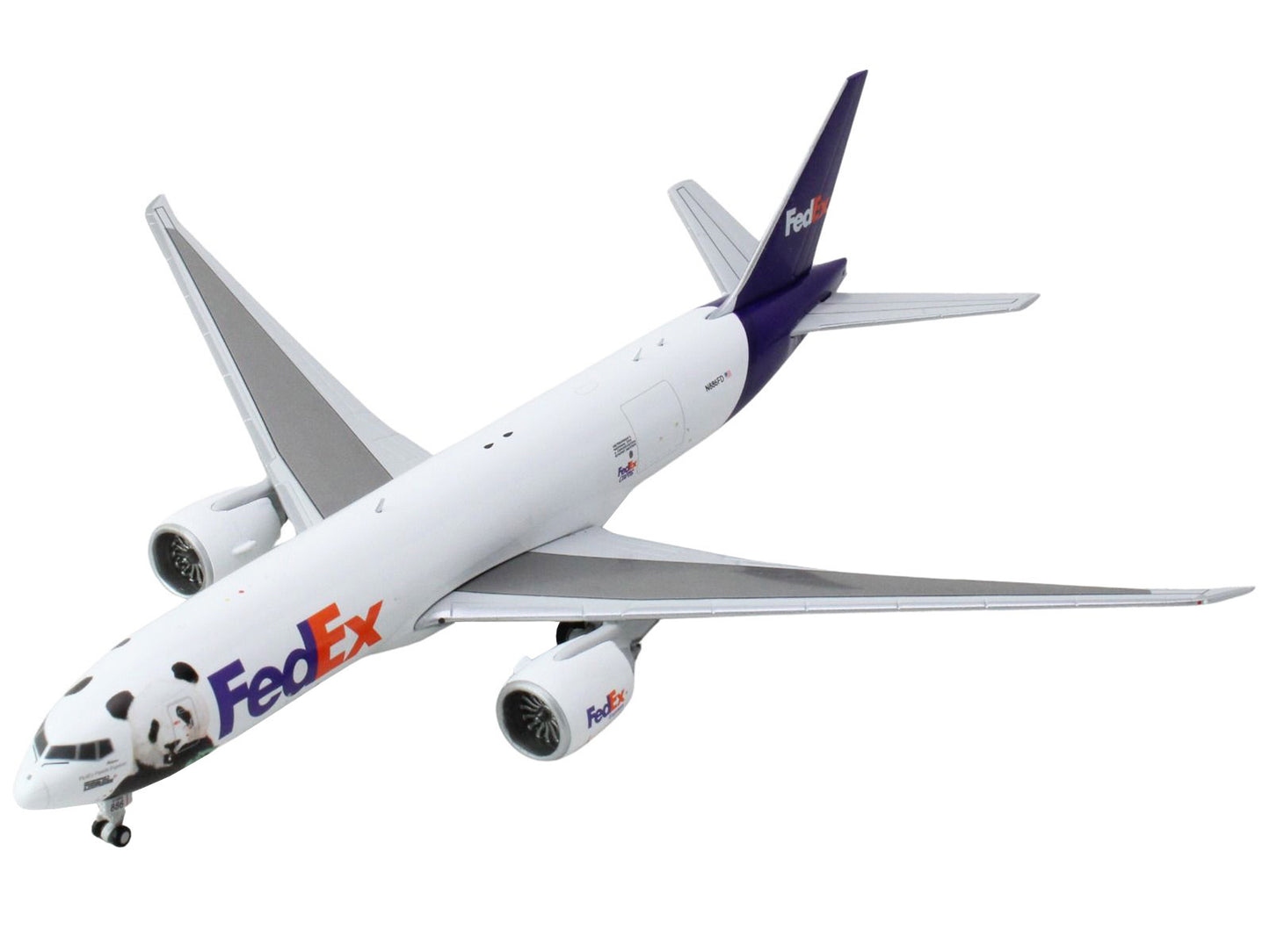 Boeing 777F Commercial Aircraft "Federal Express (FedEx) - Panda Express" (N886FD) White with Purple Tail 1/400 Diecast Model Airplane by GeminiJets