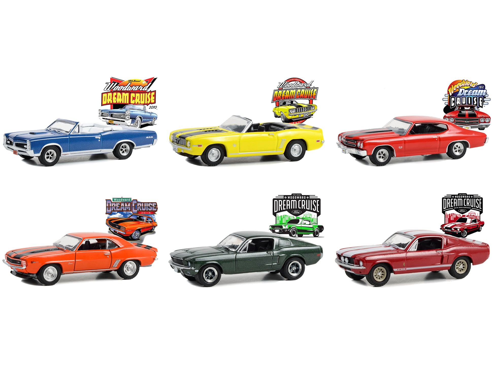"Woodward Dream Cruise" Set of 6 pieces Series 1 1/64 Diecast Model Cars by Greenlight