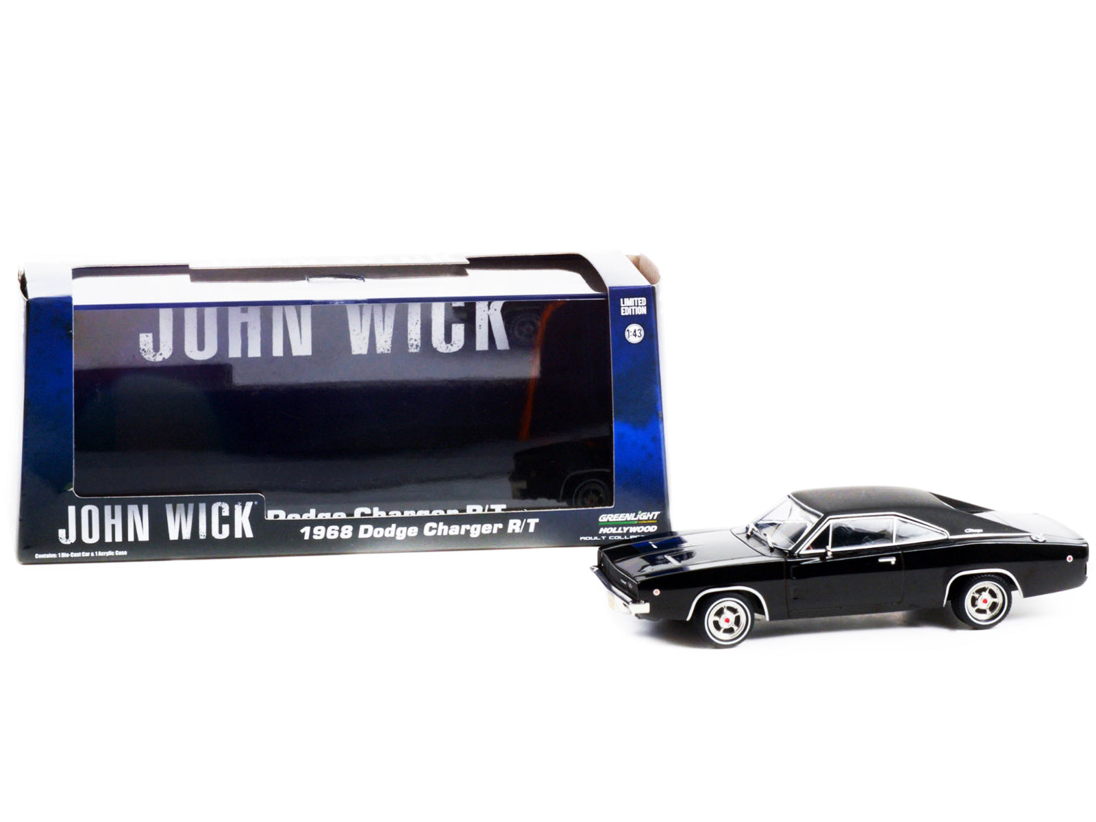 1968 Dodge Charger R/T Black with Black Vinyl Top "John Wick" 1/43 Diecast Model Car by Greenlight