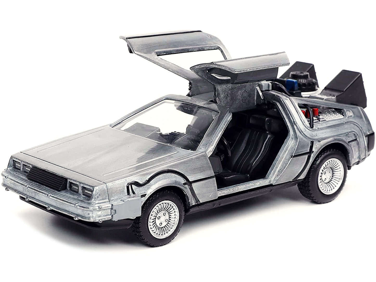 DeLorean DMC (Time Machine) Brushed Metal "Back to the Future Part I" (1985) Movie "Hollywood Rides" Series 1/32 Diecast Model Car by Jada
