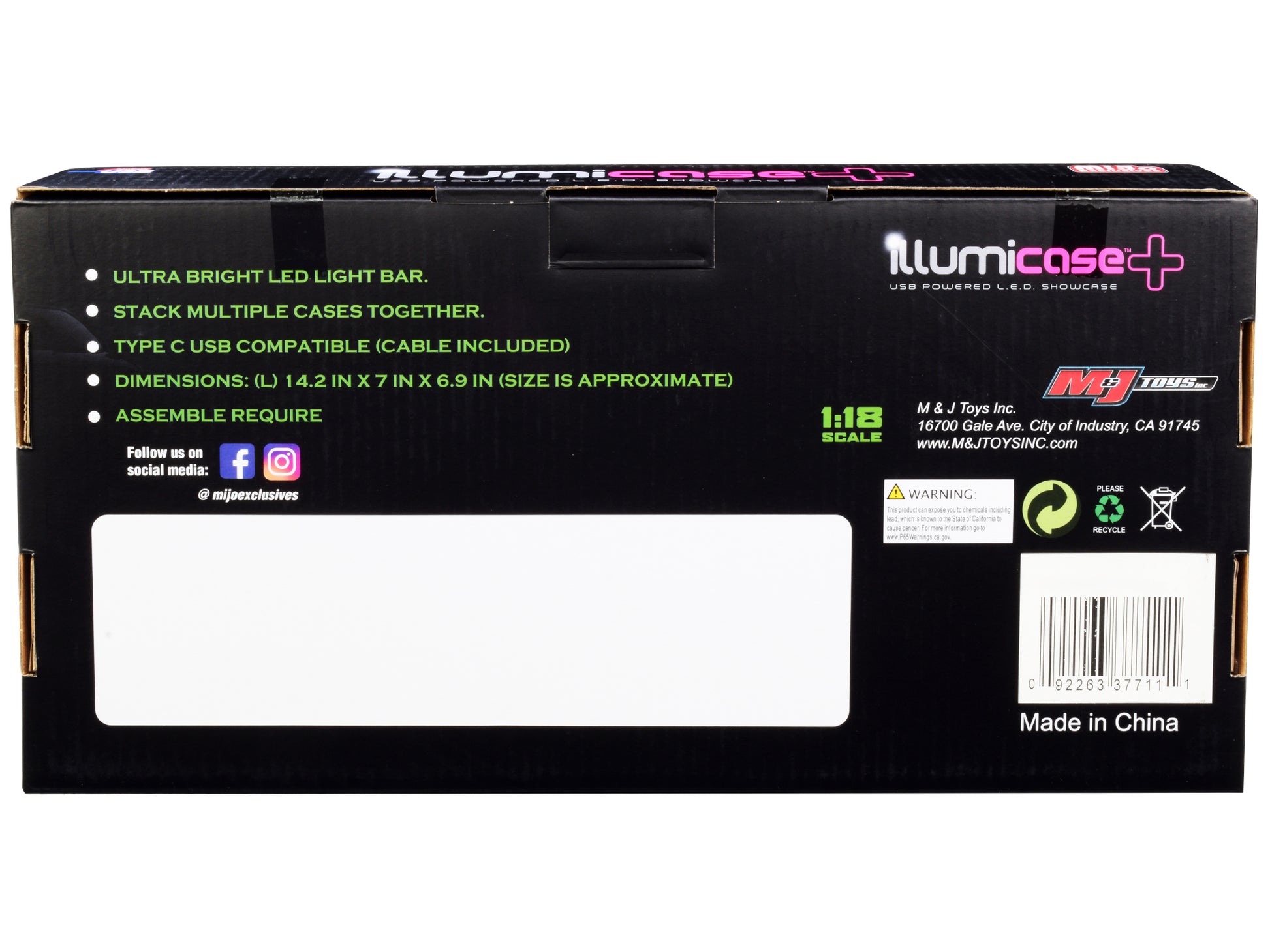 Black Collectible Display Show Case Illumicase+ with LED Lights and Mirror Base and Back for 1/64 1/43 1/32 1/24 1/18 Scale Models by Illumibox