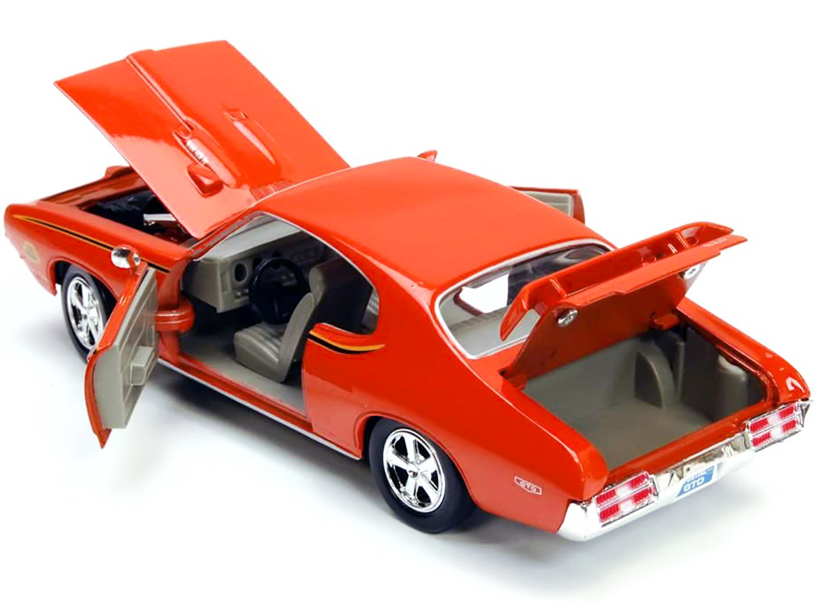 1969 Pontiac GTO Judge Orange with Stripes 1/24 Diecast Model Car by Motormax