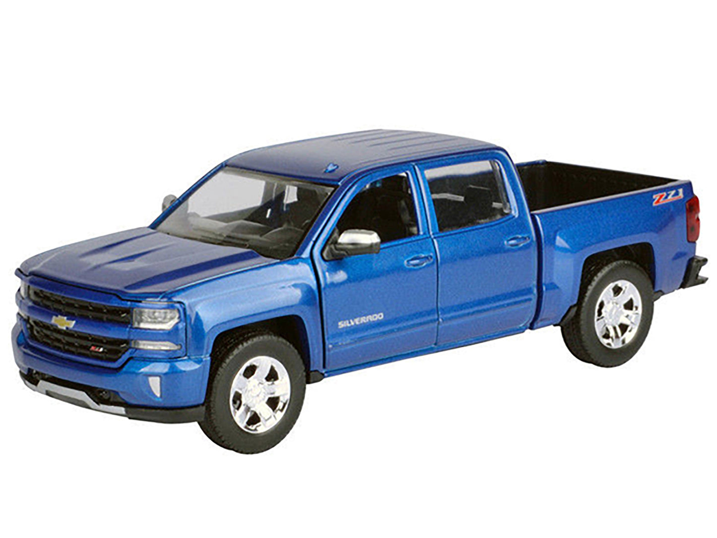 2017 Chevrolet Silverado 1500 LT Z71 Crew Cab Pickup Truck Blue 1/27 Diecast Model Car by Motormax