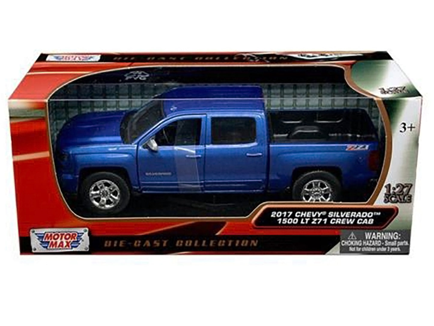 2017 Chevrolet Silverado 1500 LT Z71 Crew Cab Pickup Truck Blue 1/27 Diecast Model Car by Motormax