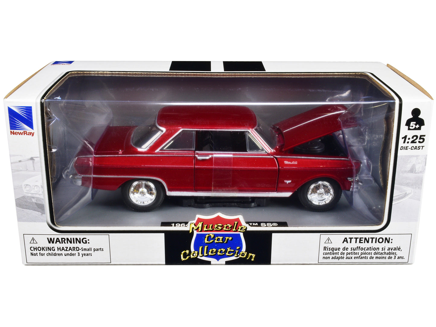 1964 Chevrolet Nova SS Burgundy "Muscle Car Collection" 1/25 Diecast Model Car by New Ray