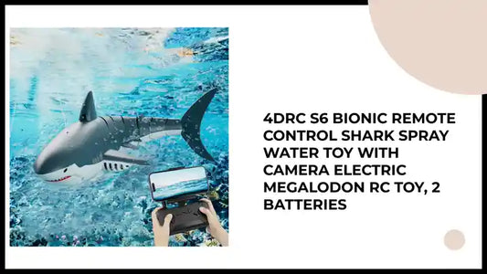 4DRC S6 Bionic Remote Control Shark Spray Water Toy with Camera Electric Megalodon RC Toy, 2 Batteries by@Outfy