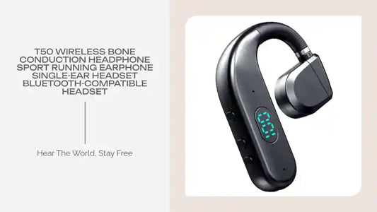 T50 Wireless Bone Conduction Headphone Sport Running Earphone Single-Ear Headset Bluetooth-compatible Headset by@Outfy