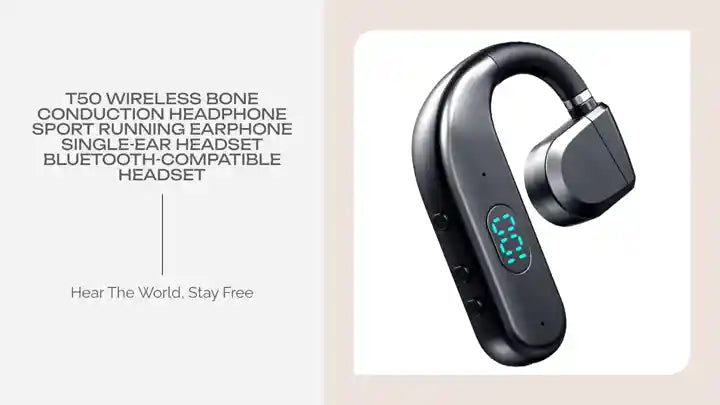 T50 Wireless Bone Conduction Headphone Sport Running Earphone Single-Ear Headset Bluetooth-compatible Headset by@Outfy