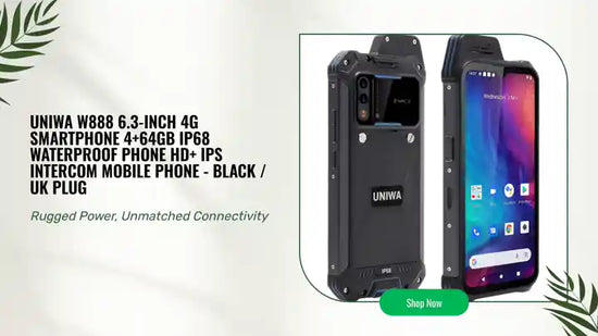 UNIWA W888 6.3-inch 4G Smartphone 4+64GB IP68 Waterproof Phone HD+ IPS Intercom Mobile Phone - Black / UK Plug by@Outfy
