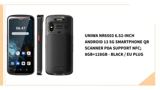 UNIWA NR6503 6.52-inch Android 13 5G Smartphone QR Scanner PDA Support NFC; 8GB+128GB - Black / EU Plug by@Outfy
