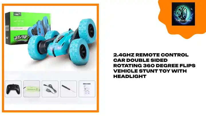 2.4GHz Remote Control Car Double Sided Rotating 360 Degree Flips Vehicle Stunt Toy with Headlight by@Outfy