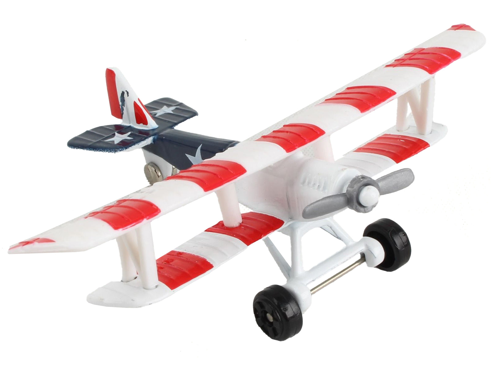 Curtiss JN-4 "Jenny" Training Aircraft Red & White with Blue Tail "United States Flag Livery" with Runway Section Diecast Model Airplane by Runway24